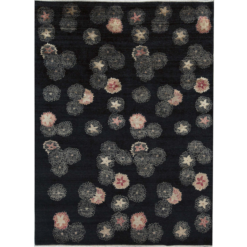Hand-Knotted High-Quality Black Area Rug