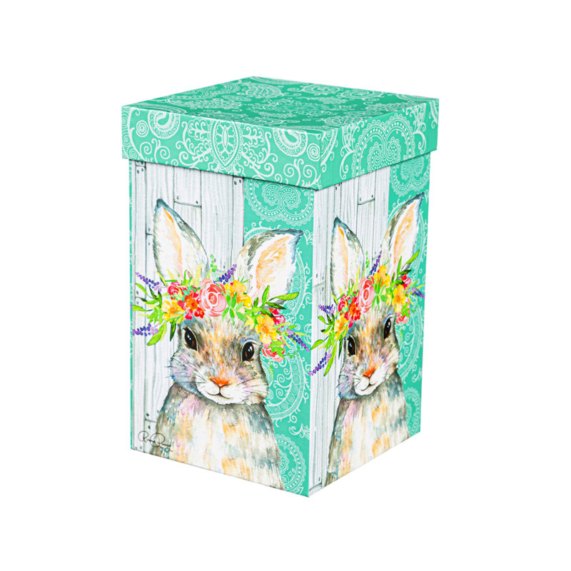 Tasse de voyage en céramique, 17 oz. , Avec boîte, lapin avec halo de fleurs