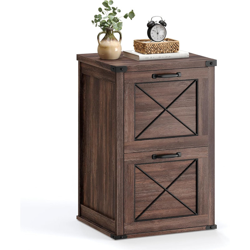 2-Drawer Filing Cabinet and Printer Stand, Maroon Brown