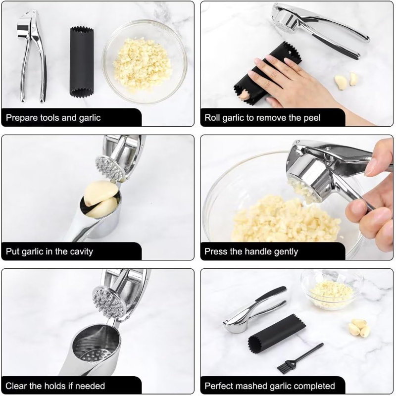Stainless Steel Garlic Press Set