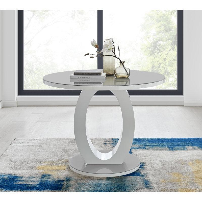 High Gloss Halo Round Dining Table, H75 x L100 x W100cm, Grey