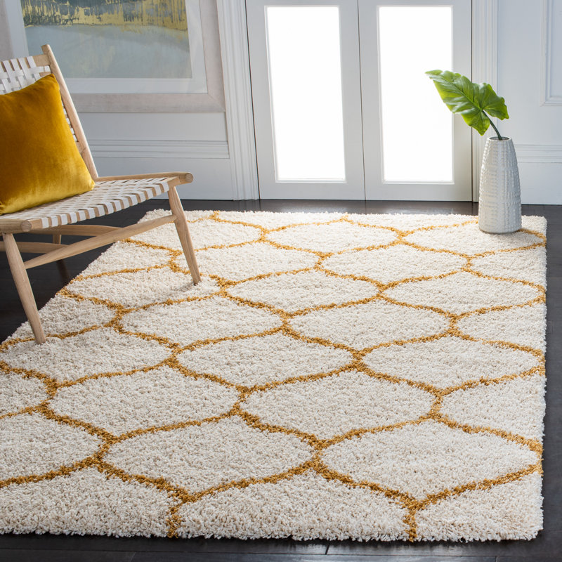 Subrahmanyam Performance Geometric Rug, Rectangle 5'3" x 7'6", Gold/Ivory