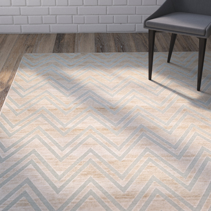 Tapis taupe / turquoise Haileymarie, Rectangle 7 pi 6 po x 10 pi 6 po