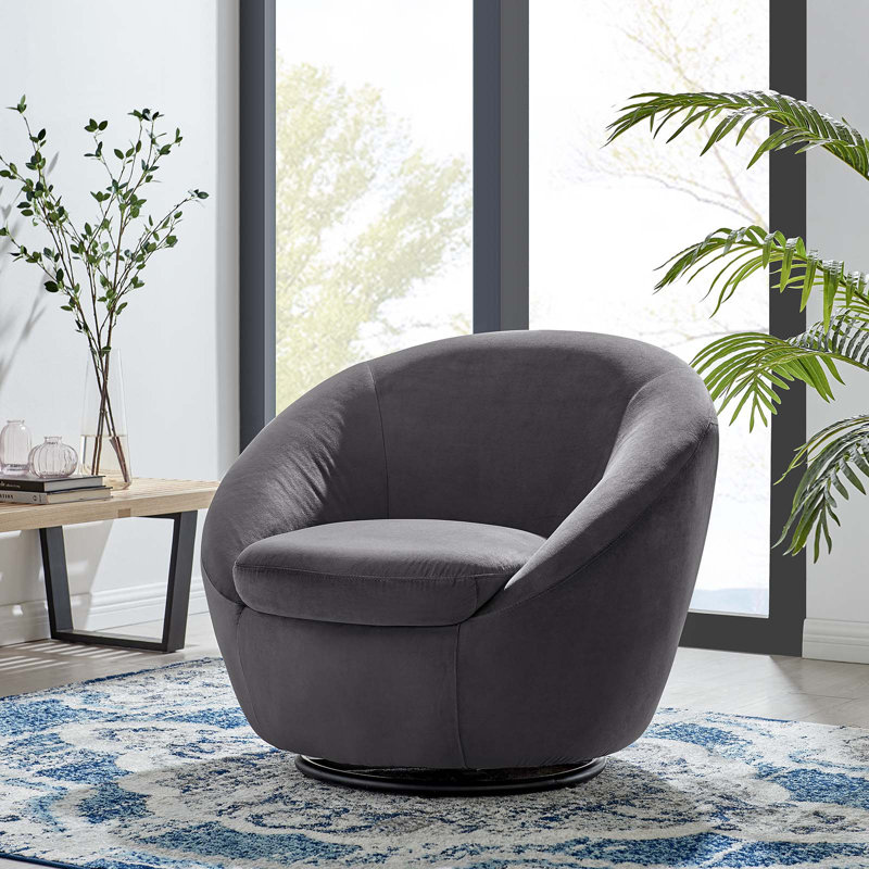 Modway Buttercup Performance Velvet Performance Velvet Swivel Chair, Gray
