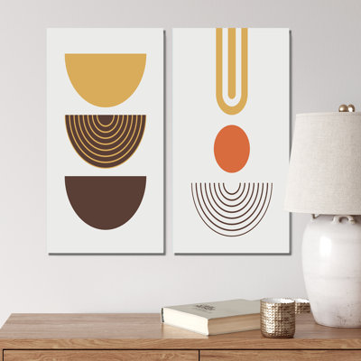 " Minimalistic Creative Designs In Retro Colors XV " 2 - Pieces Painting Print