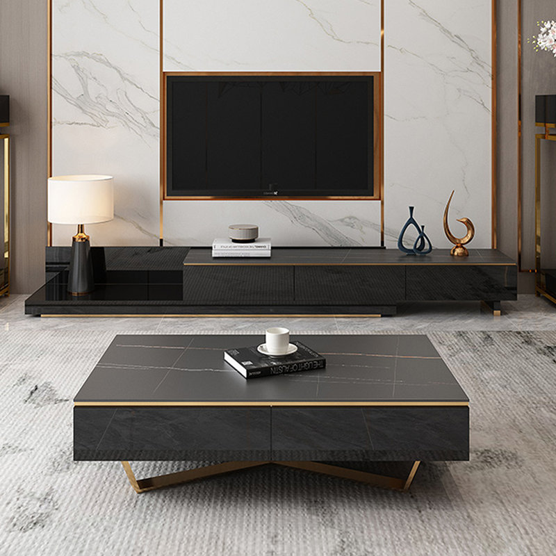 Nouvelle table basse avec meuble télé, Noir, noir, noir, noir