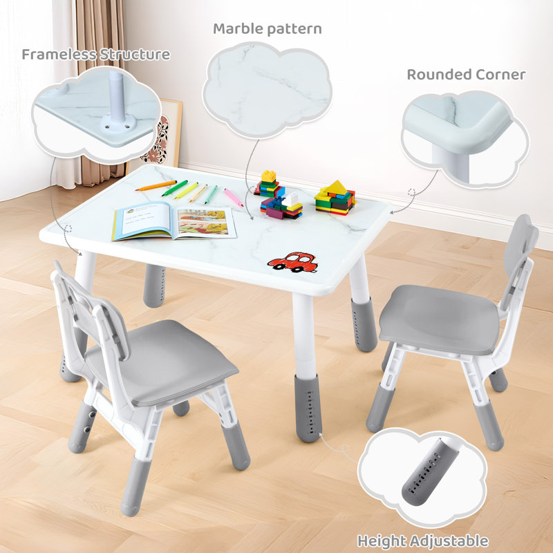 Toddler Table and 2 Chairs Set, Gray