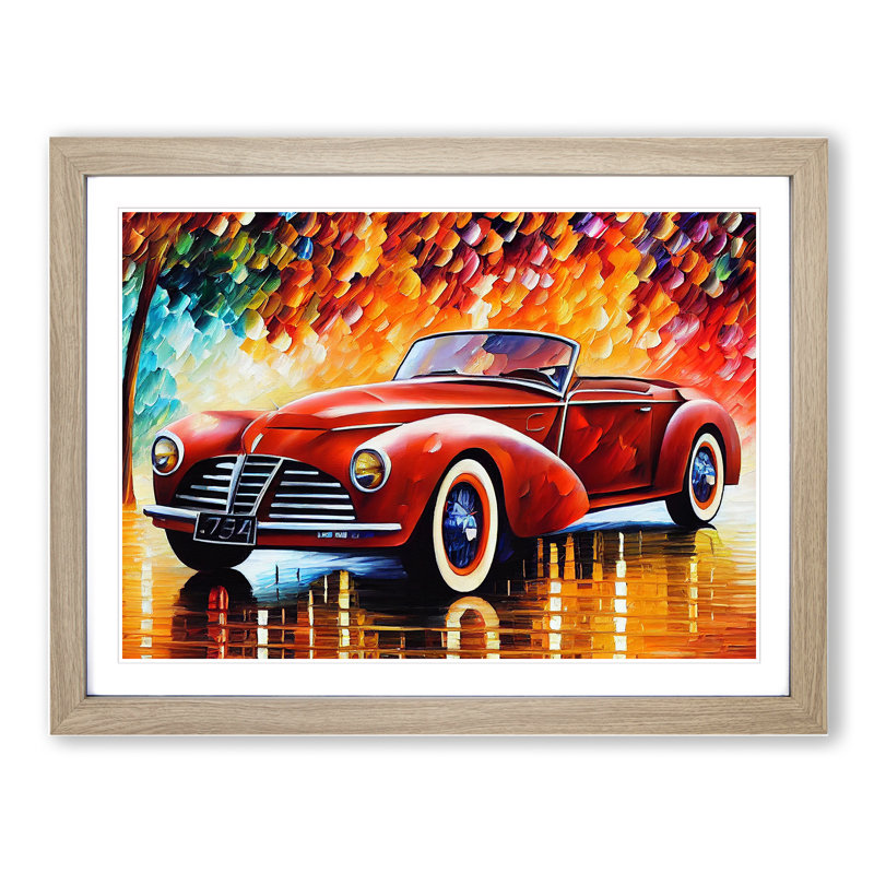 Painted Classic Car Vol.2 - Framed Print, 25cm H x 34cm W x 2cm D, Oak