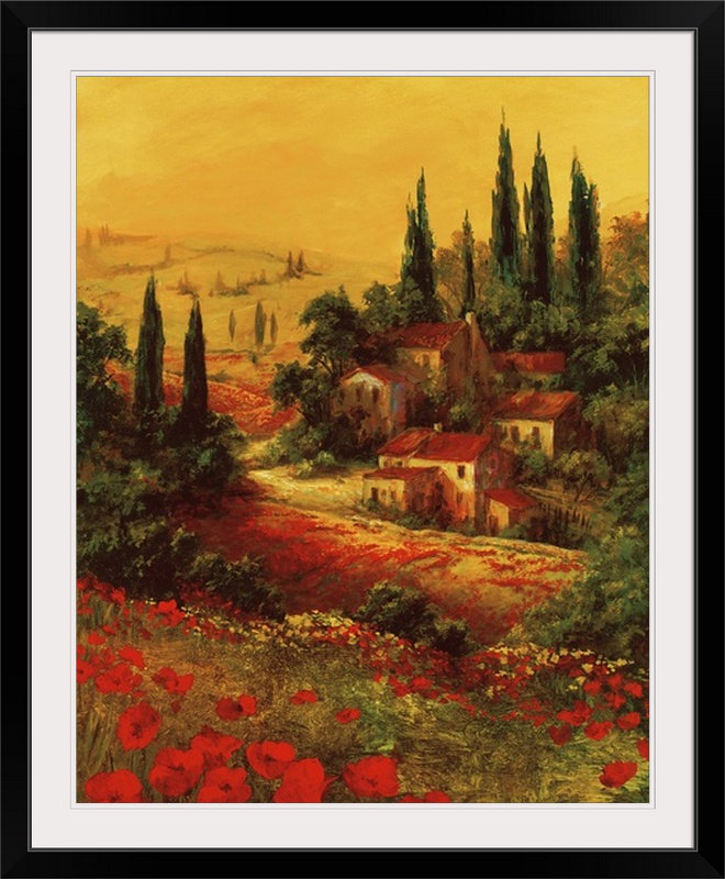 « i », reproduction d’art fronckowiak Toscano Valley, H 23 po x l 20 po x P 1 po, Cadre noir