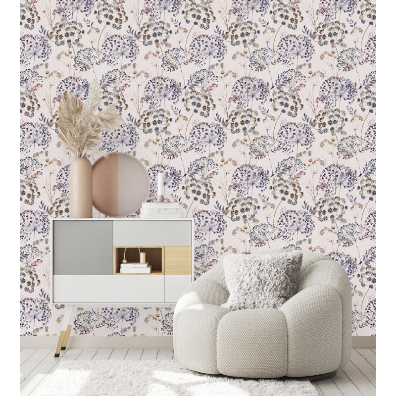 Peel & Stick Floral Tile, 2.08' W x 10.42' L