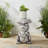 19"H Multi-Functional MGO Frog And Lotus Faux Concrete Garden Stool Or Planter Stand Or Accent Table