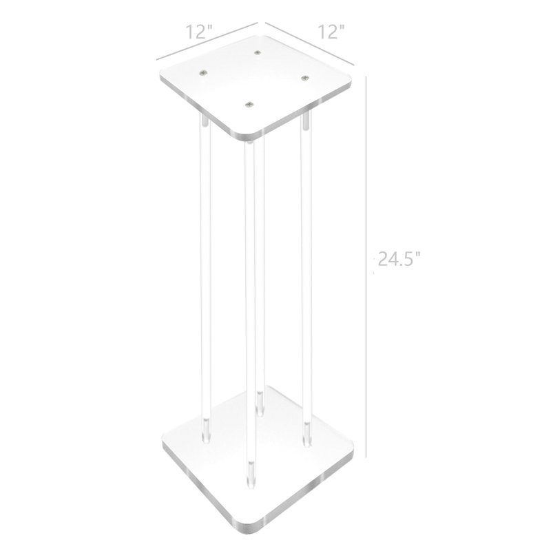 1" Rods Clear Riser Acrylic Transparent Plexiglass Pedestal Table Display Podium, 24" H x 12" W x 12"D