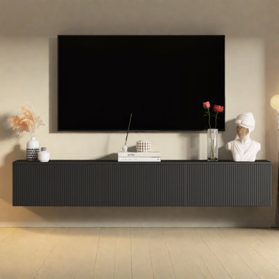 Meuble télé flottant fixé au mur avec 16 DEL de couleur, meuble télé moderne de 69 po, meuble télé flottant pour téléviseur 55 60 et 65 pouces