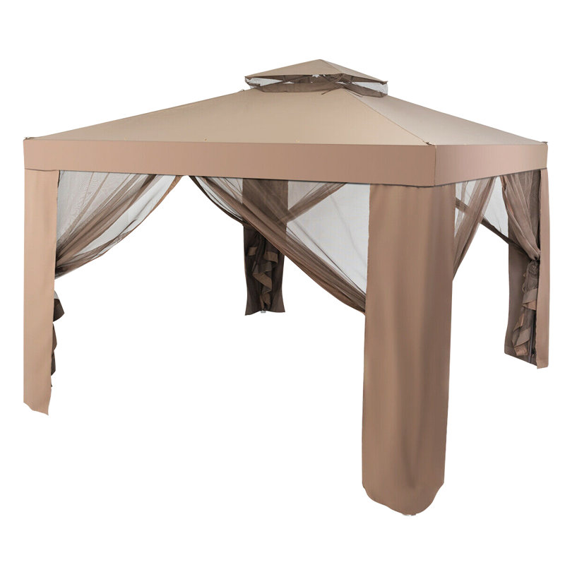 Shelter Garden Lawn 10 Ft. W x 10 Ft. D Steel Patio Gazebo, Coffee
