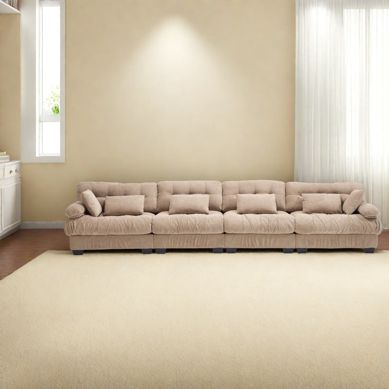 Canapé modulaire spacieux à assise profonde de 158 po en bois modulaire pour la maison