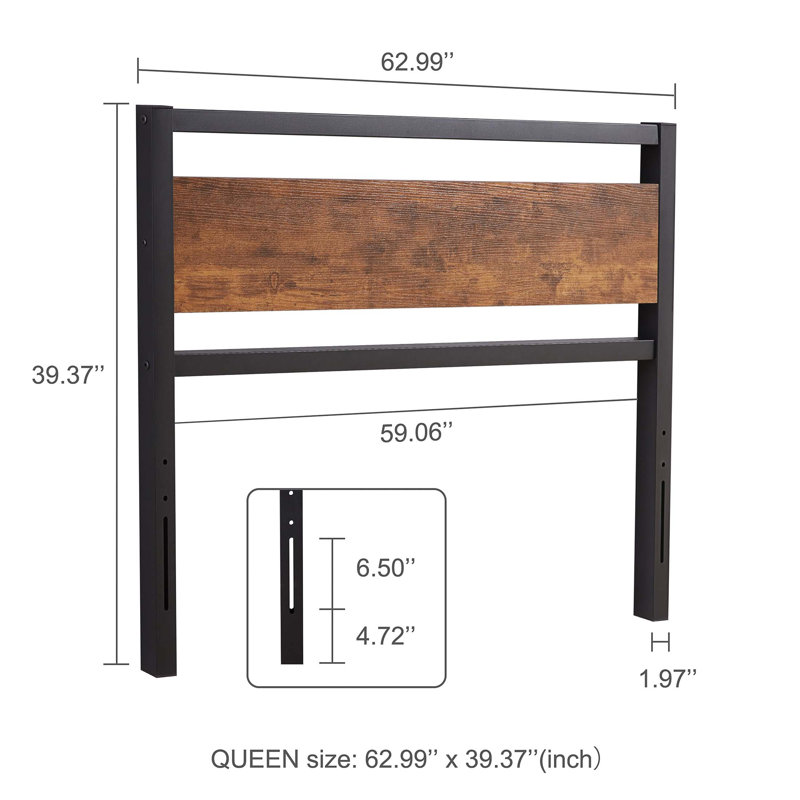 Rustic Solid Wood Board Headboard Only, Queen