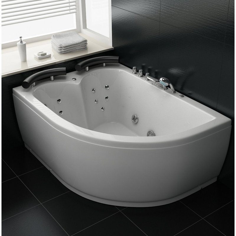 Porcher 1100mm x 1550mm Corner Whirlpool Acrylic Bathtub with Tap, Right