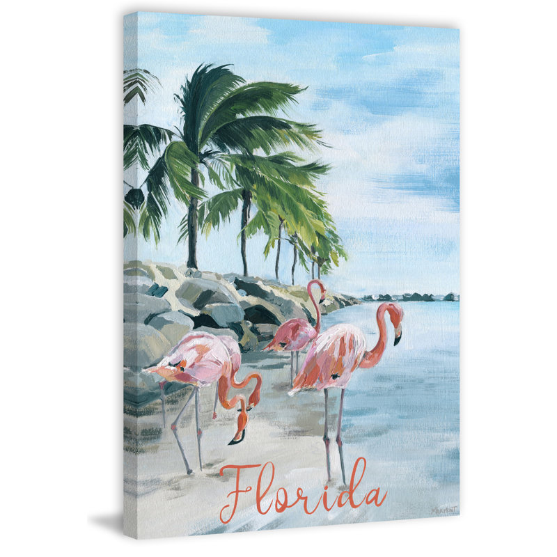 Les flamants roses - reproduction d'art sur toile tendue, H 18 po x l 12 po x 1,5 po