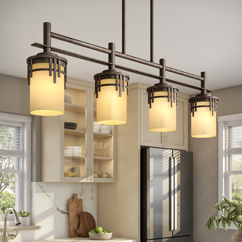 Caleigh 4 - Light Warm Mahogany Kitchen Island Pendant