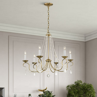 Lustre classique / traditionnel à 6 lumières de style candélabre avec détails en cristal Fabio