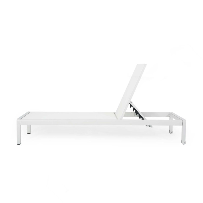 1PC Outdoor Aluminum All Weather Use UV Resistant Adjustable Chaise Lounge Chair For Pool Patio Beach, Yard, 1, White