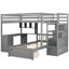 Lit superposé gris avec bureau et rangement