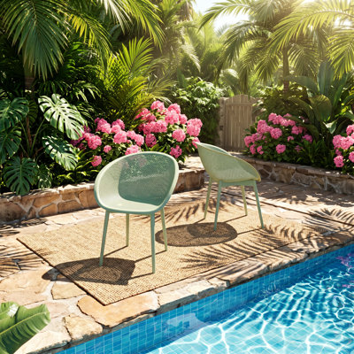 Chaise longue de patio intérieure / extérieure empilable en polypropylène l 23,23 po x P 23,23 po x H 30,91 po Summer (ensemble de 2)