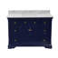 Ensemble de meuble-lavabo simple 48 po avec armoire bleu royal et comptoir en marbre de Carrare-680137443-789030481