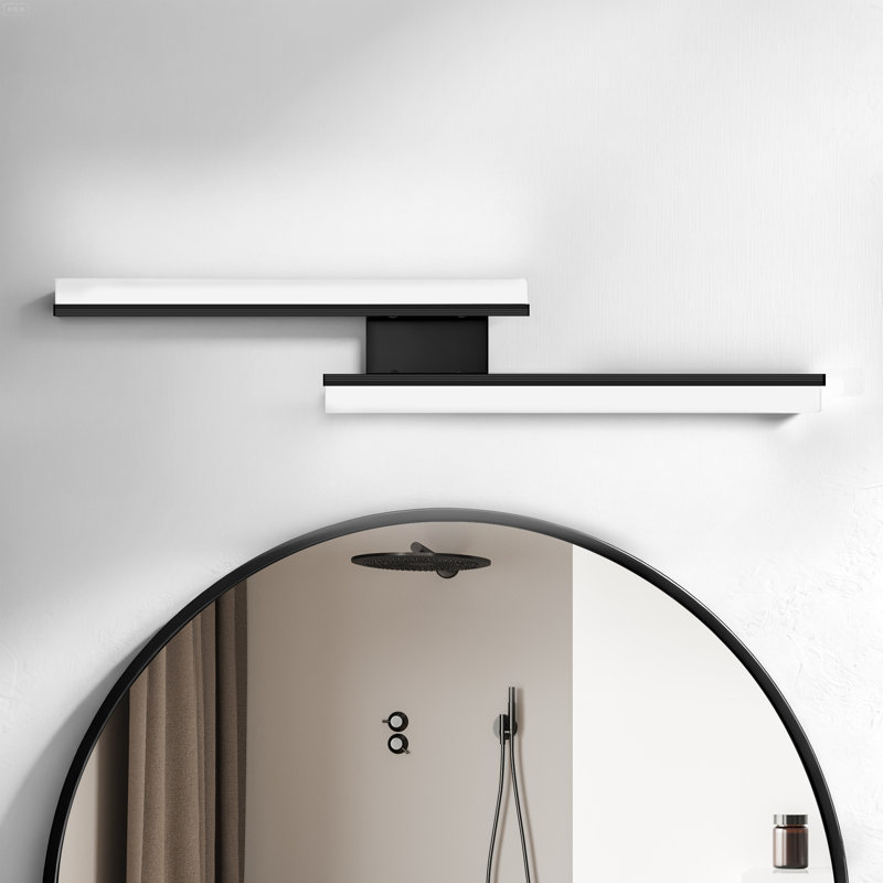 2 - Light Dimmable LED Vanity Light, Matte Black, 4.3" H x 24" W x 0.89" D
