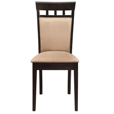 Cappuccino Side Chairs ( Of 2), Beige Upholstery, Dining Style 2Pcs Upholstered Chairs, Cappuccino Finish, Room Chic
