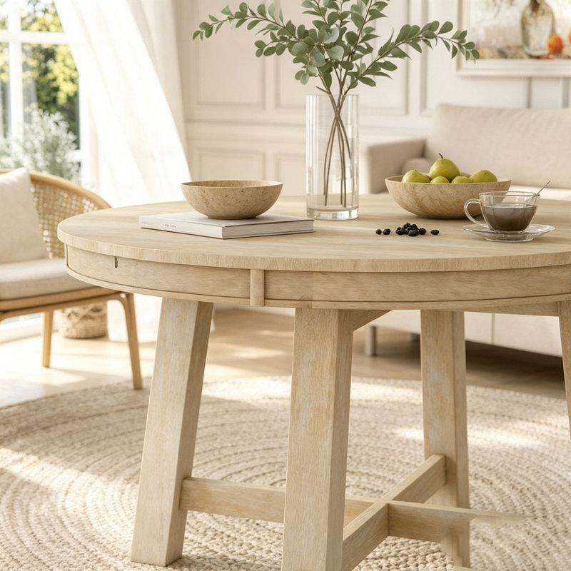 Table de salle à manger extensible Farmhouse, Bois naturel délavé