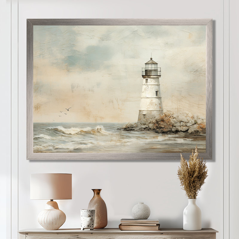Art mural sur toile Minimal Gray Light House, H 30 po x l 40 po x P 1,5 po, Cadre argenté