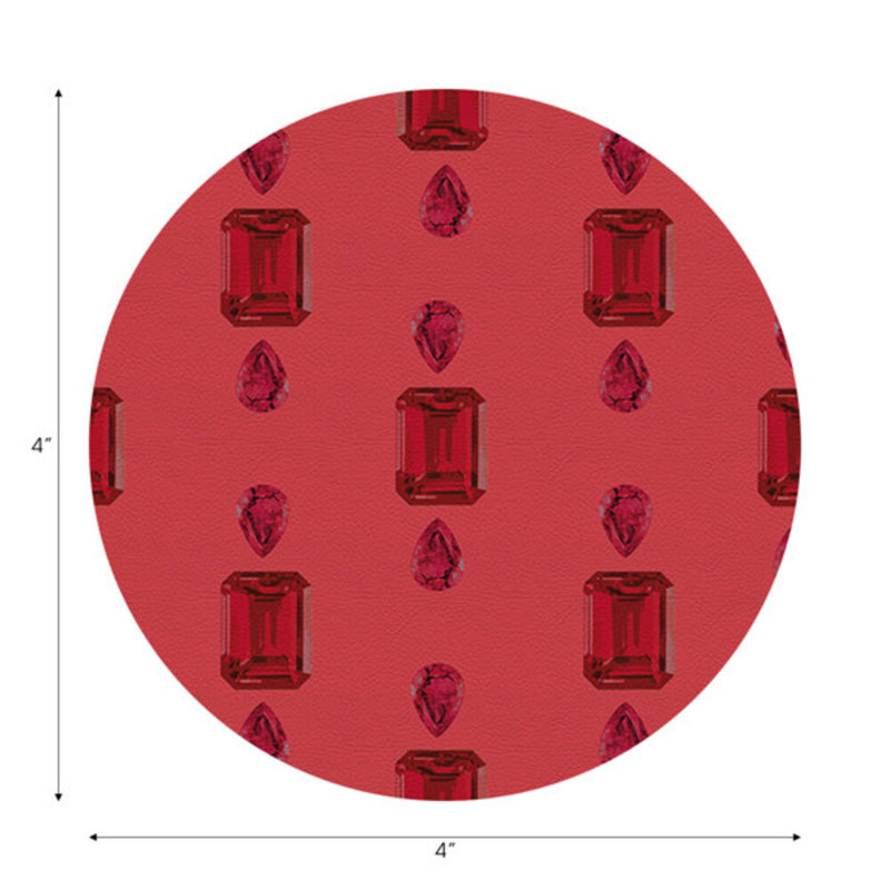 Sous-verres ronds en cuir Gem Rubys Crimson Vegan, Cramoisi