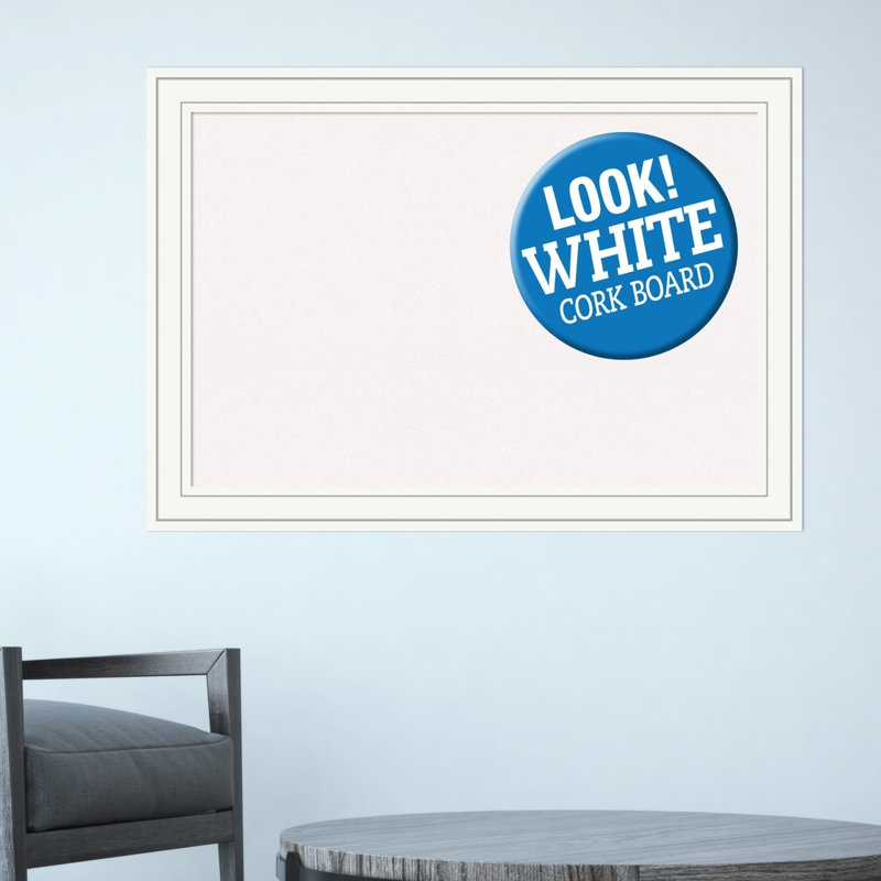 Babillard mural en liège de couleur blanche Craftsman, H 1 pi 5 po x l 3 pi, Blanc