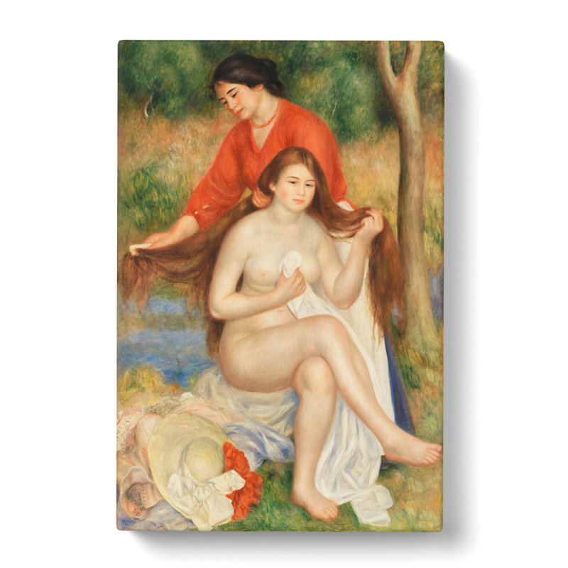 Bather And Maid by Pierre-Auguste Renoir - Wrapped Canvas Painting, 60cm H x 40cm W x 3cm D