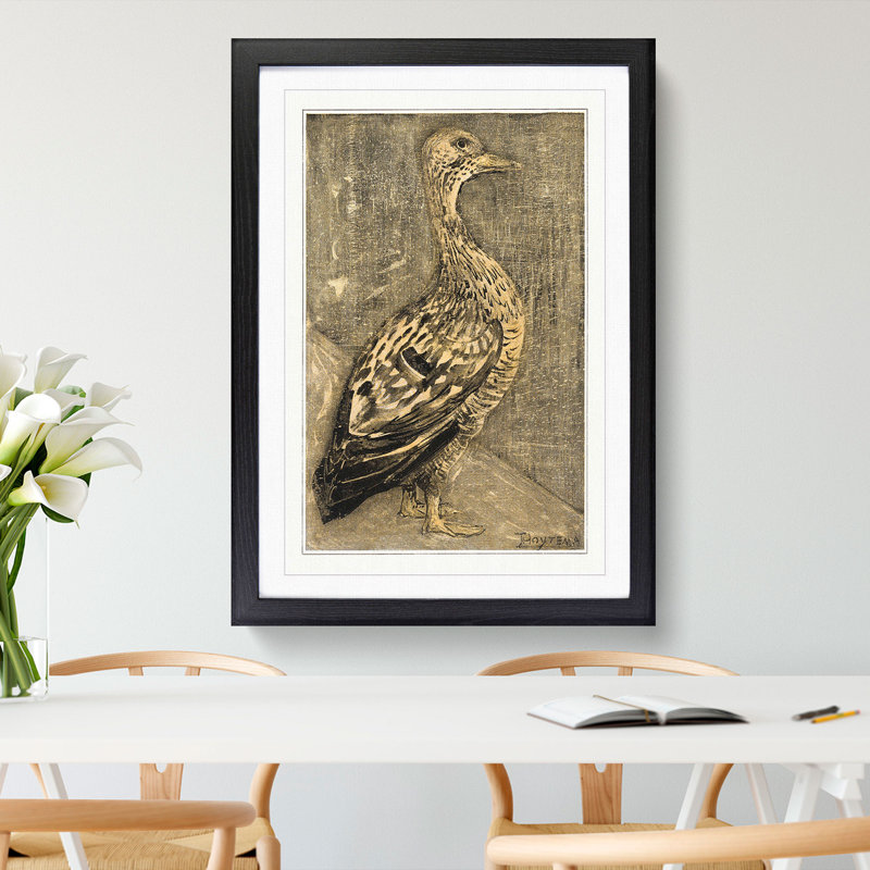 Standing Duck by Theo Van Hoytema - Picture Frame Painting, 65cm H x 48cm W x 2cm D, Black