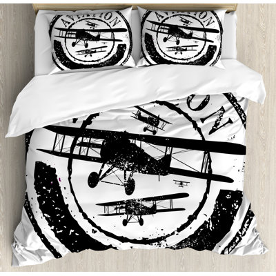 Airplane Modern & Contemporary Polyester Duvet Cover