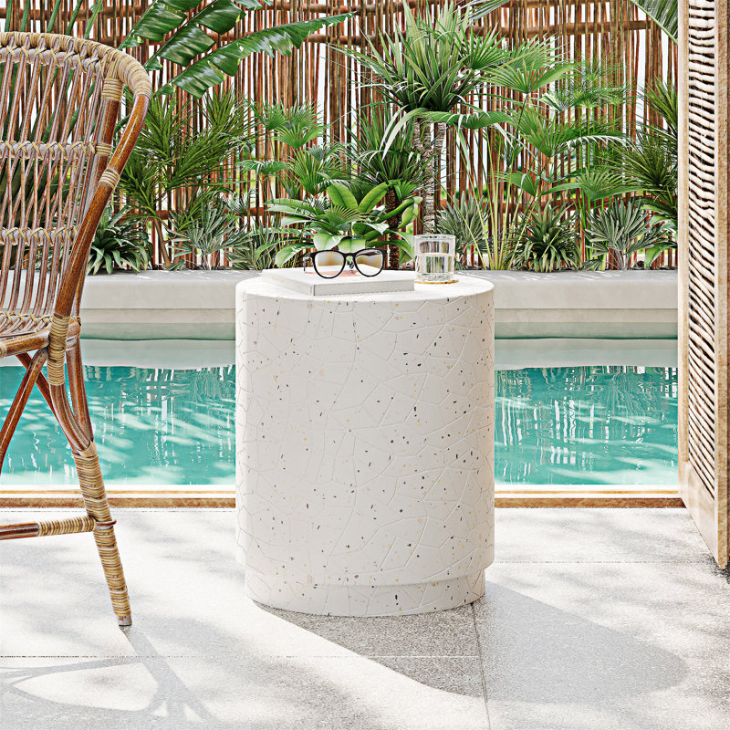 Table de bout d'extérieur extérieur en béton Terrazzo