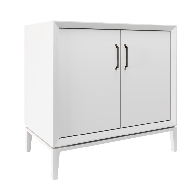 Alexandra Single Bath Vanity, Strong White, Satin Nickel, 36"