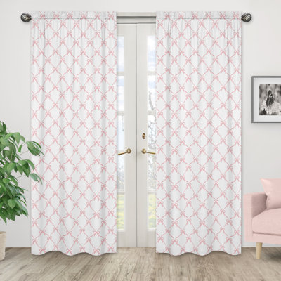 Ballerina and Ballet Bows Microfiber Semi-Sheer Rod Pocket Curtain Panels Drapes (Set of 2)