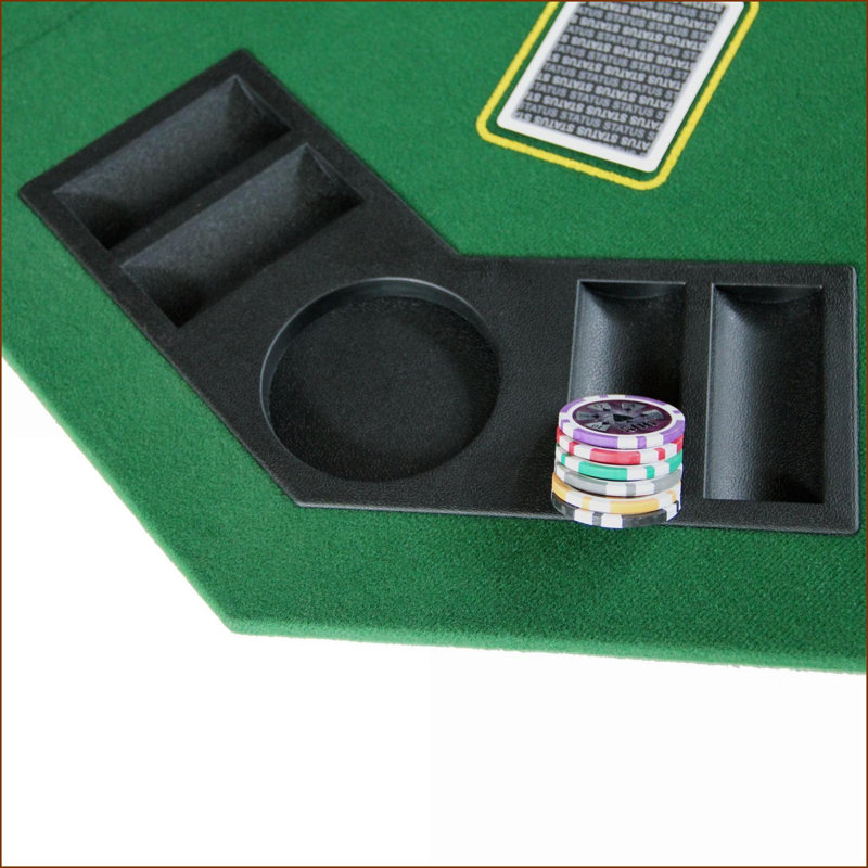 Table de poker pliante 48 po octogone 8 joueurs avec porte-gobelets | Vert | Classique
