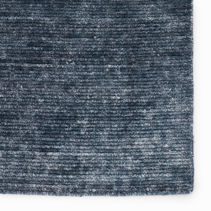 Handwoven Dark Blue Area Rug, Rectangle 5' x 8'