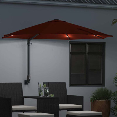 Garden Parasol with LED Strip Lights Manual Polyester and Steel Solar