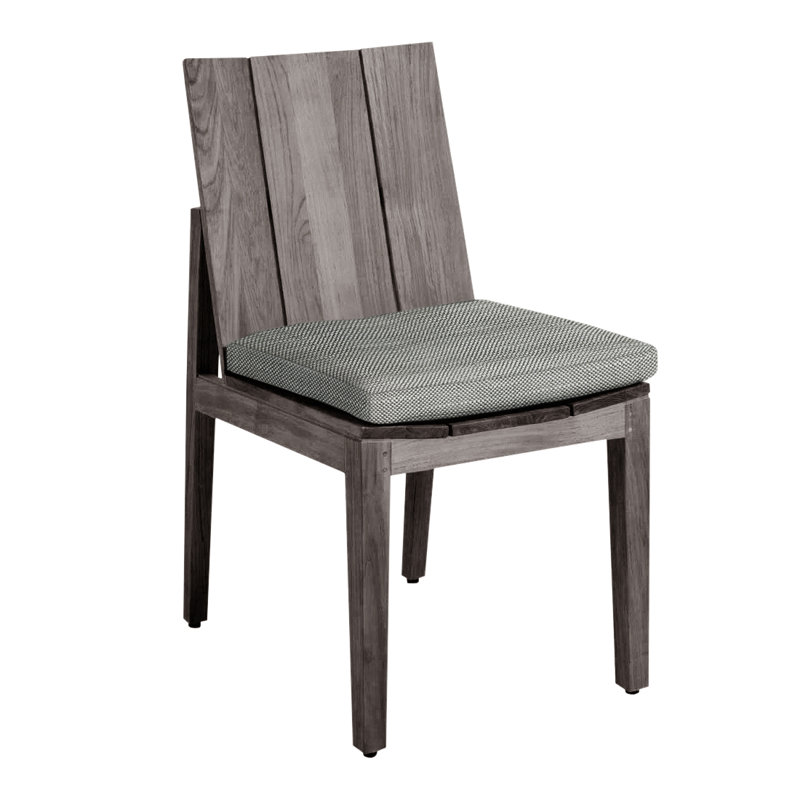 Chaise d'appoint d'extérieur en teck Ashland, Teck huître, Pas de soudure, InsideOut® Rollo ‑ lin crème