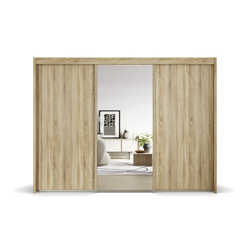 Imperial 3 Door Sliding Wardrobe, Sonoma oak, 223cm H x 280cm W x 65cm D