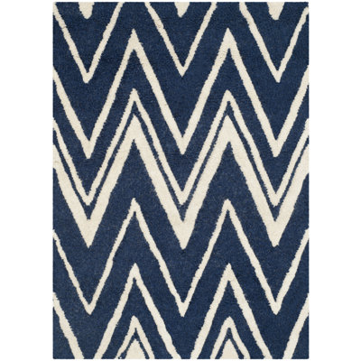Sanyla Hand-Tufted Wool Navy/Ivory Area Rug