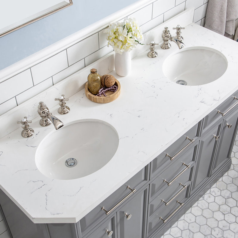 Palace 60'' W Double Vanity, Cashmere Gray, Polished Nickel