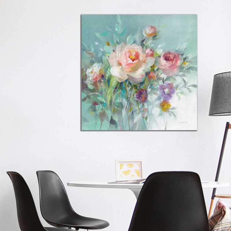 Summer Garden Roses by Danhui Nai - Wrapped Canvas Painting, 93.98 cm H x 93.98 cm W x 1.91 cm D