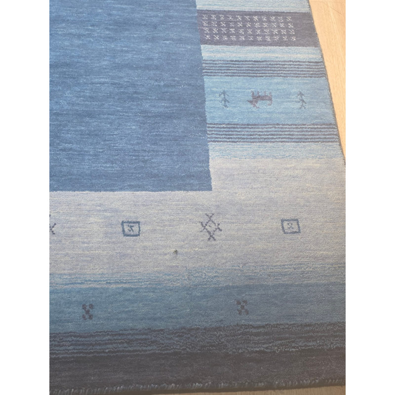 Handloomed Blue Gabbeh Tribal Wool Area Rug, 8' x 10'