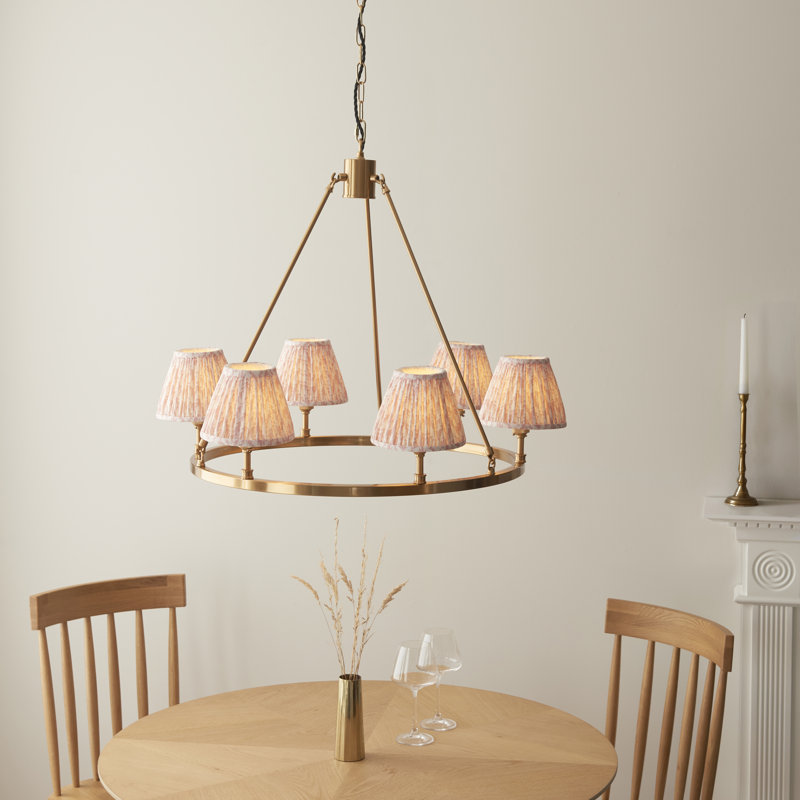 Chester 6 - Light Waggon Wheel Chandelier, Pink